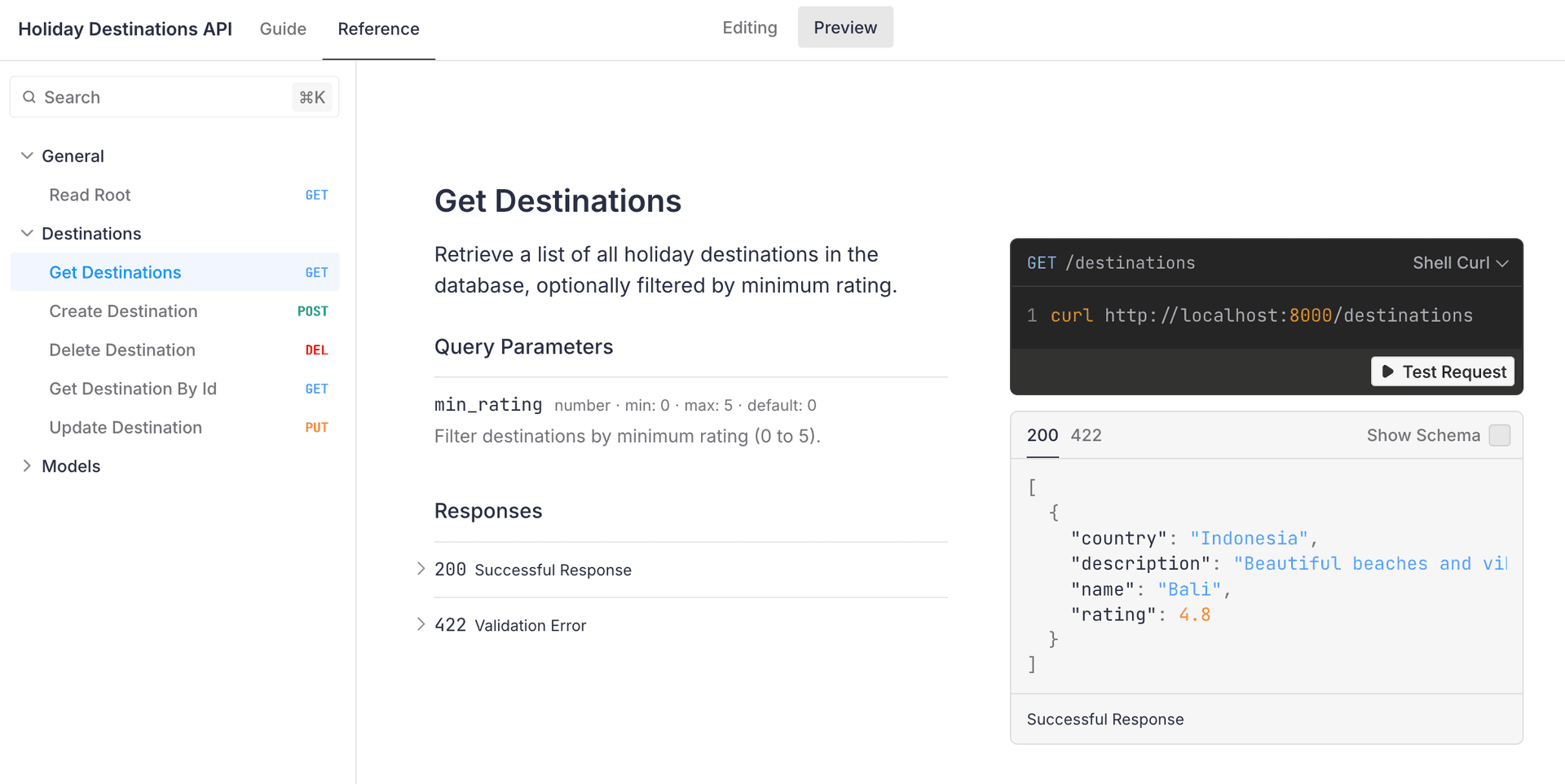 API reference