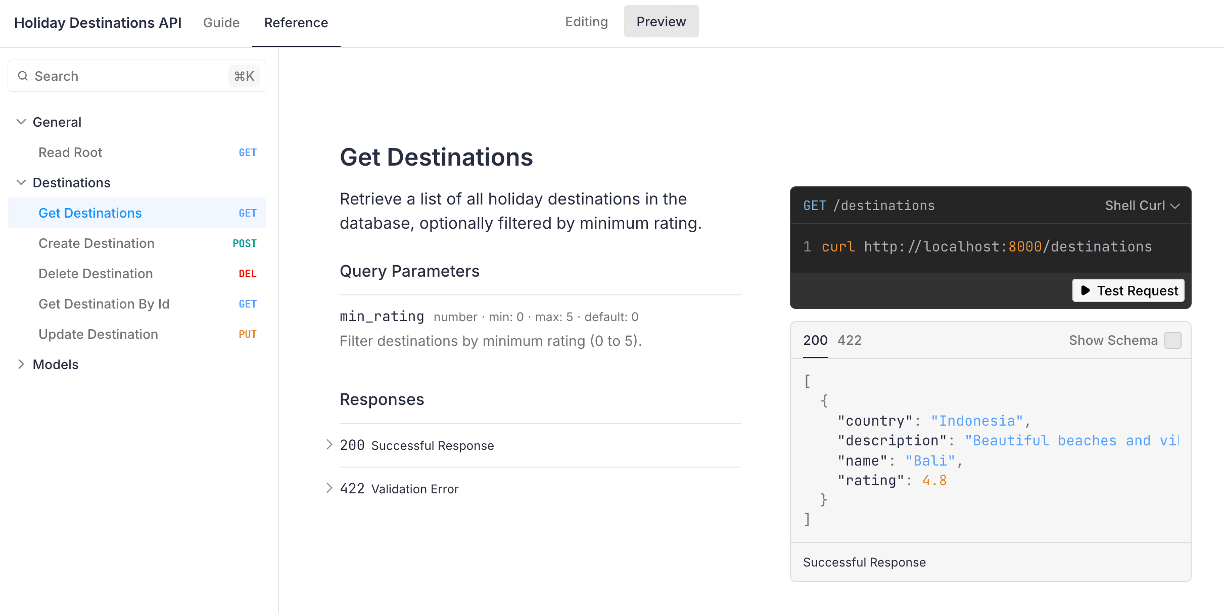 API reference