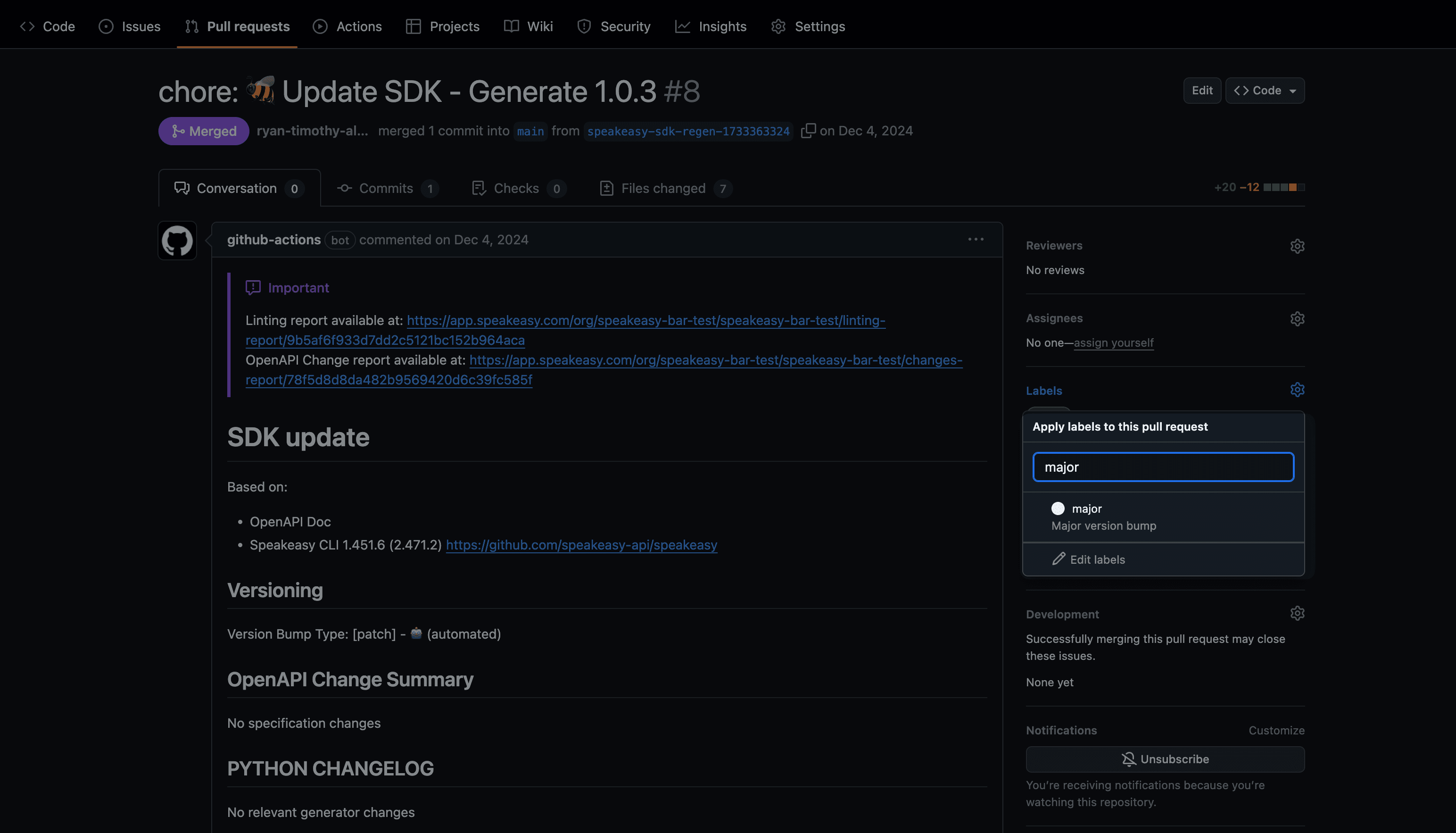 Screenshot of the Publishing tab in the Speakeasy dashboard.
