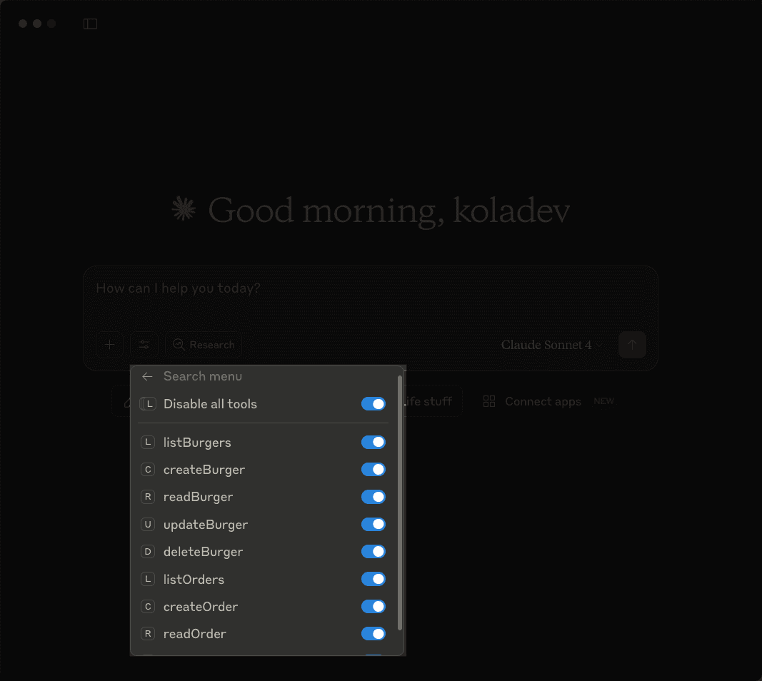 Listing the tools