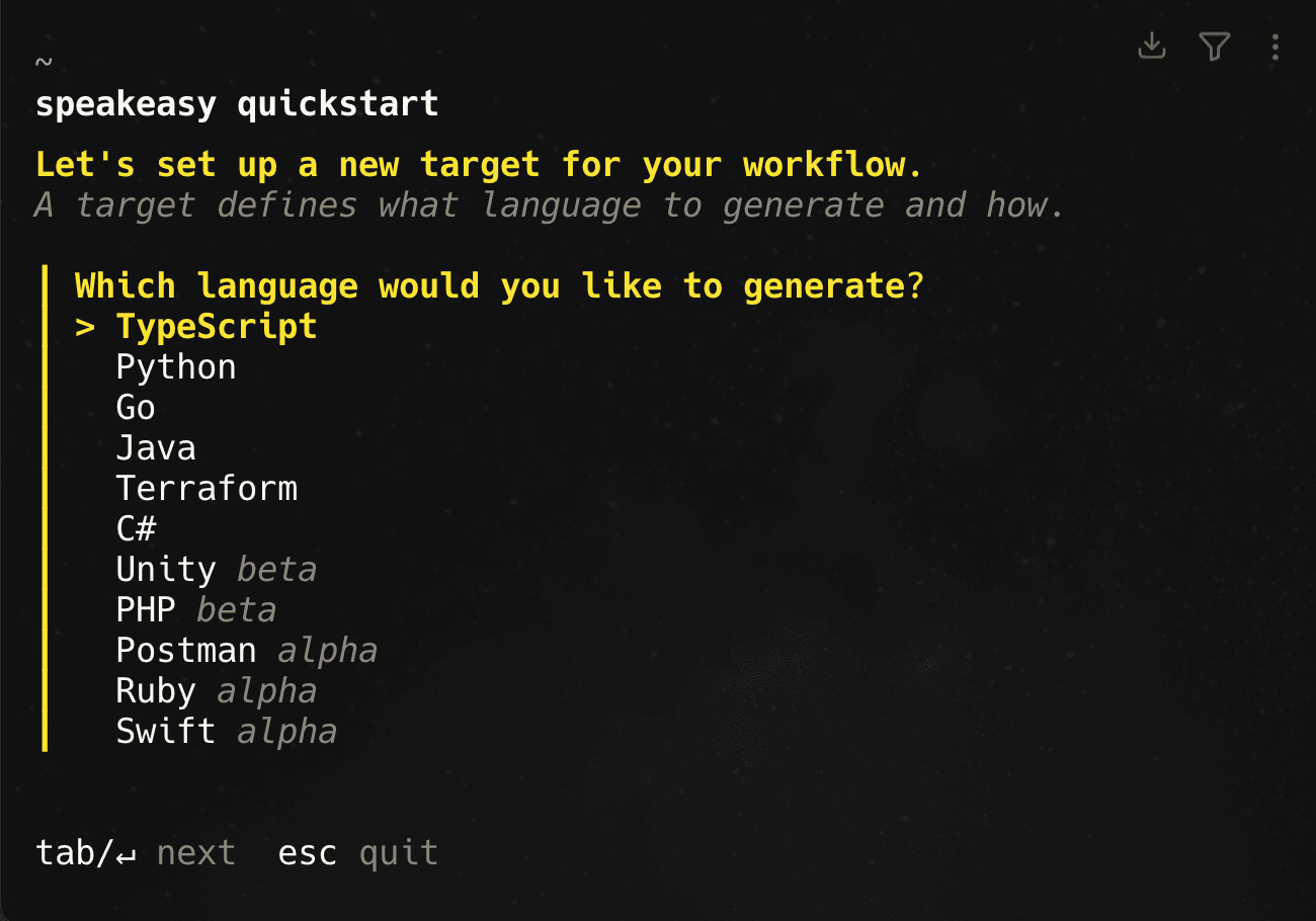 Screenshot of the terminal prompting user to select language.