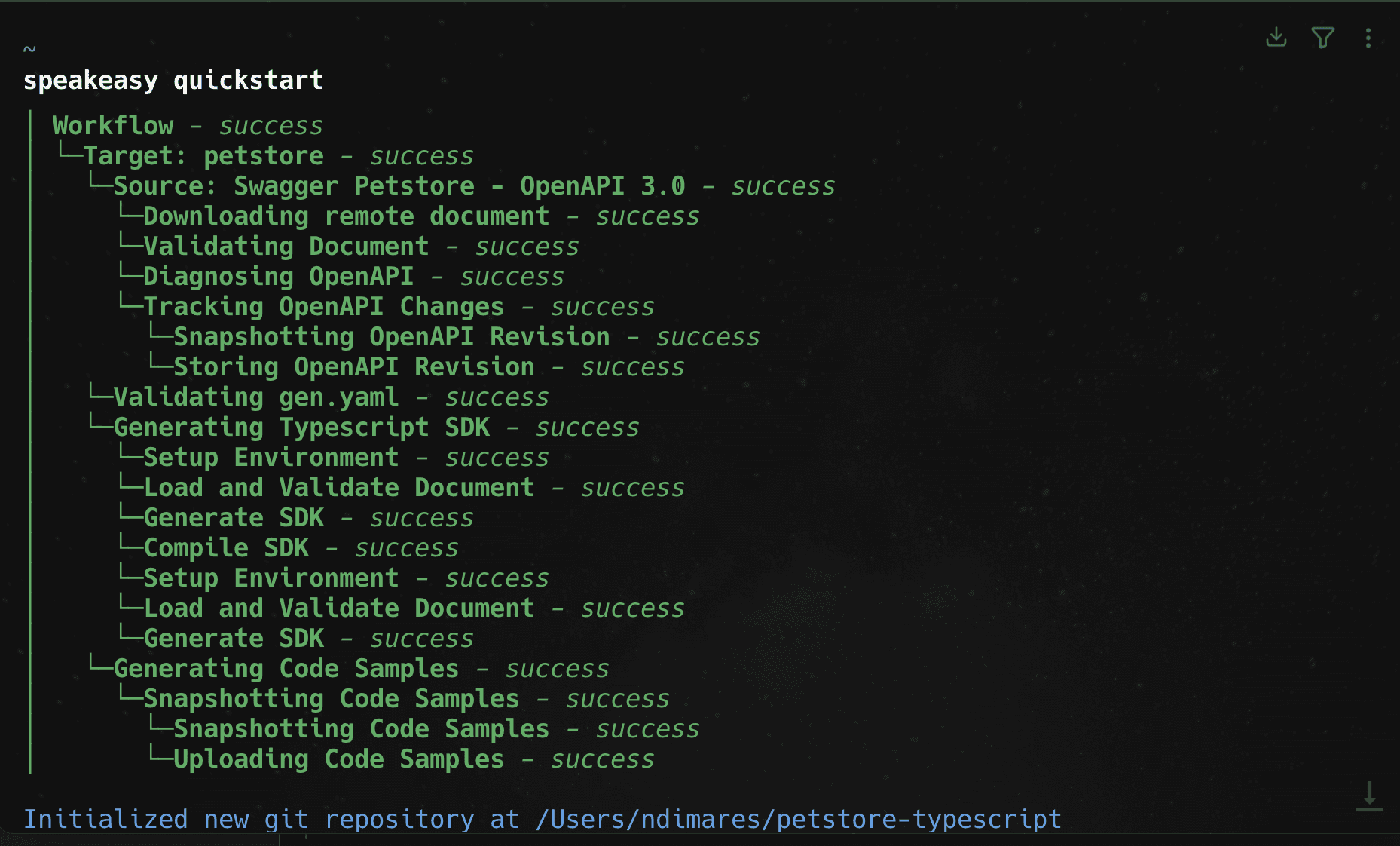 Screenshot of the terminal showing success.
