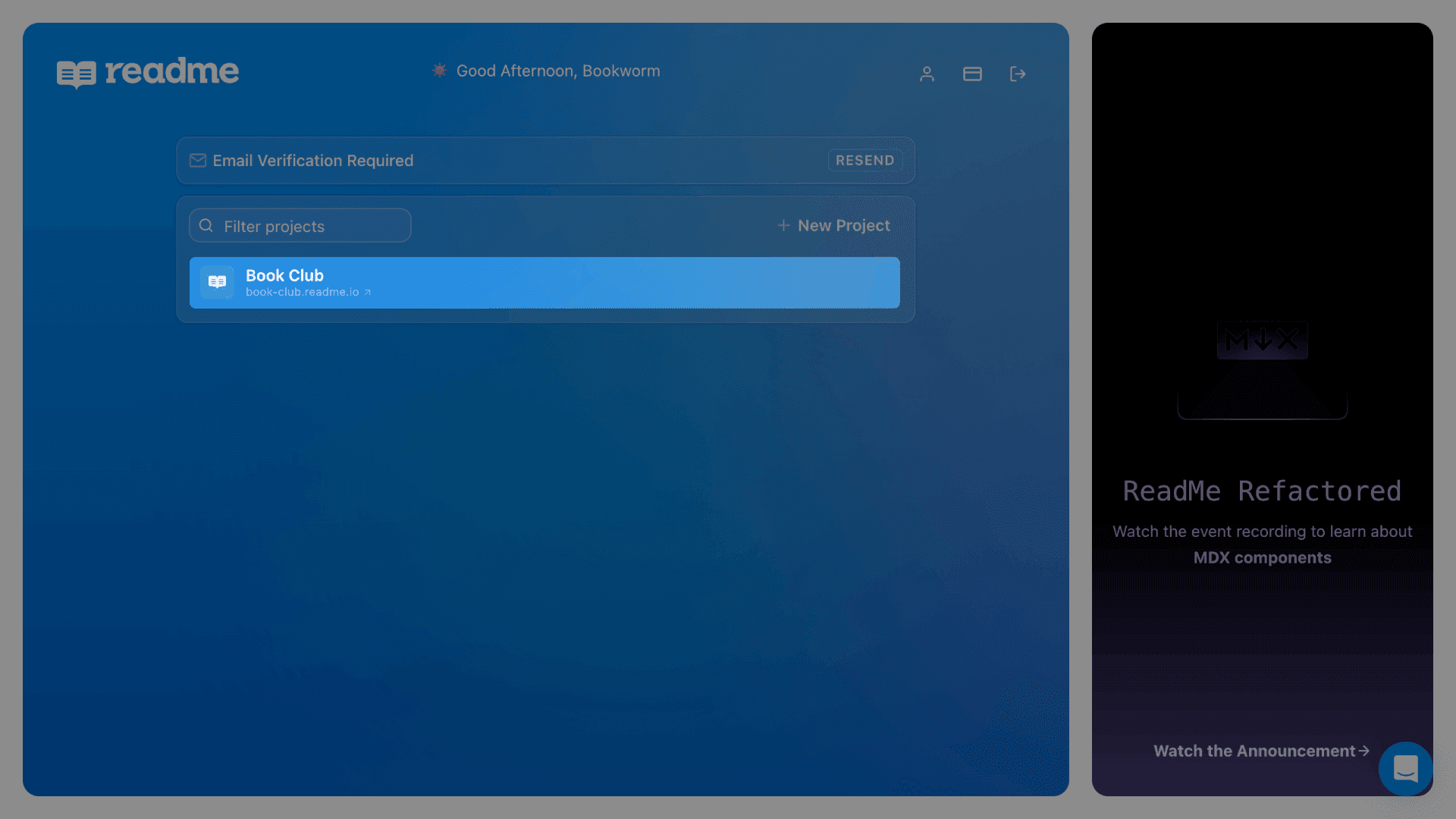 ReadMe dashboard