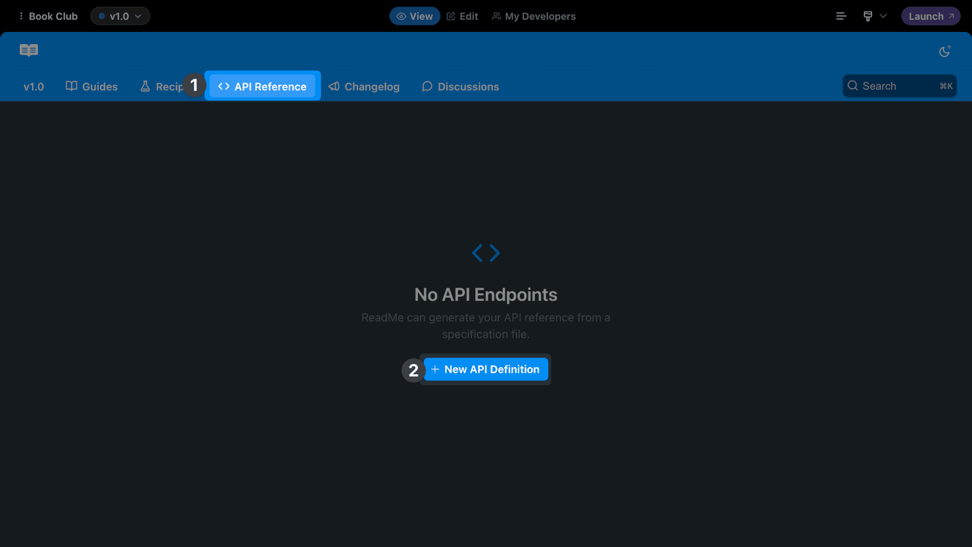 ReadMe API Reference page