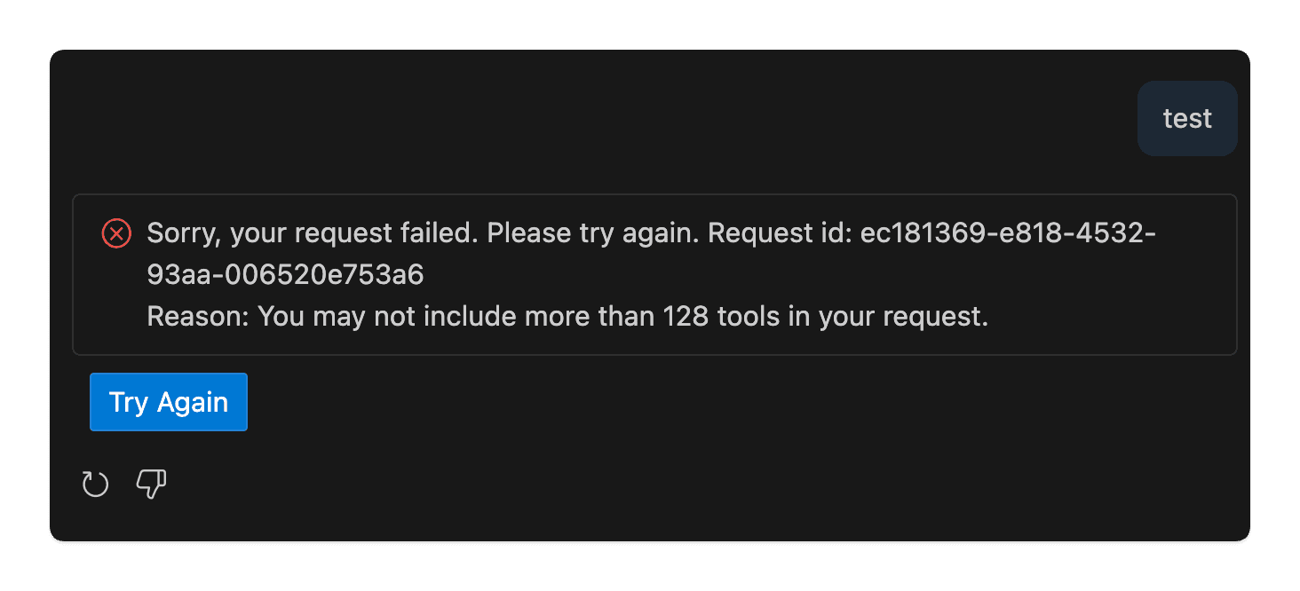 VS Code tool limit