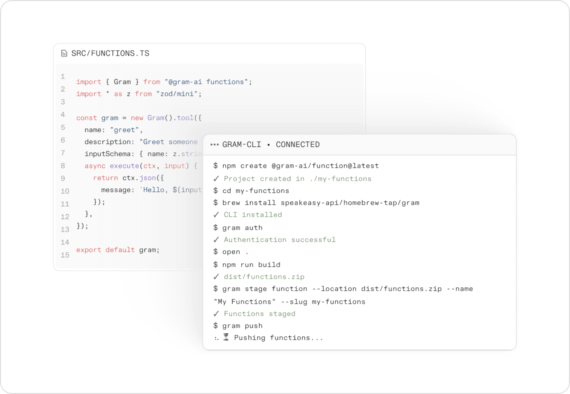 Gram UI showing managed MCP server deployment