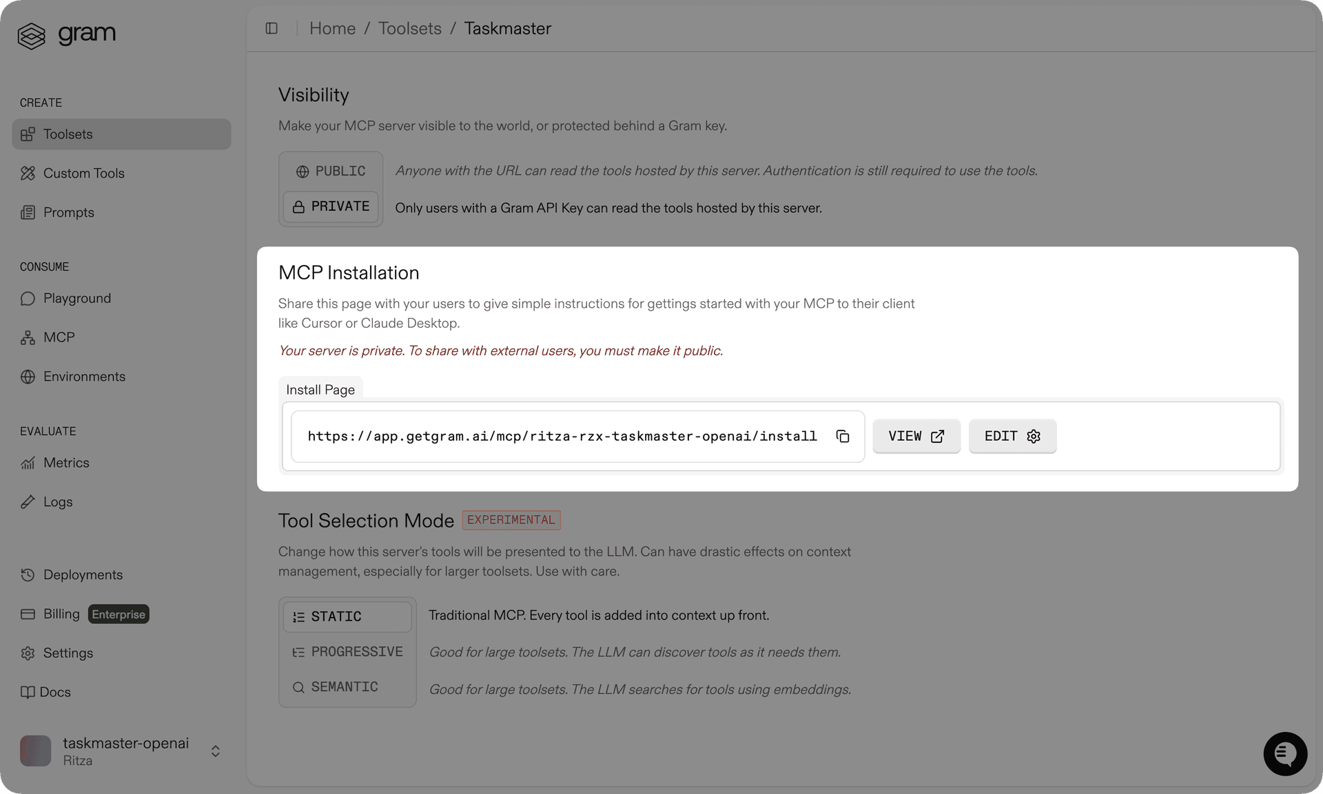 MCP server configuration