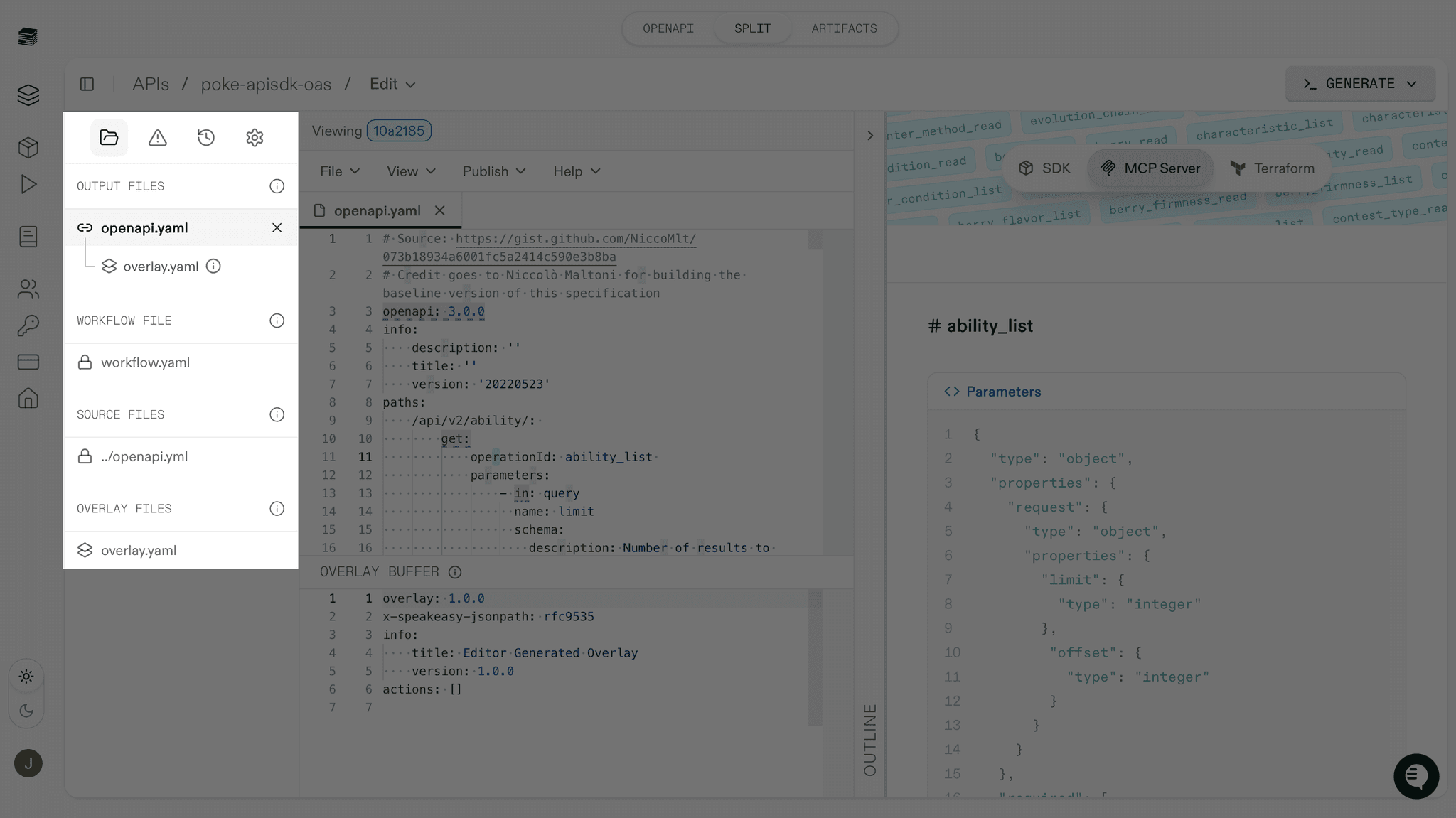 Showing output files