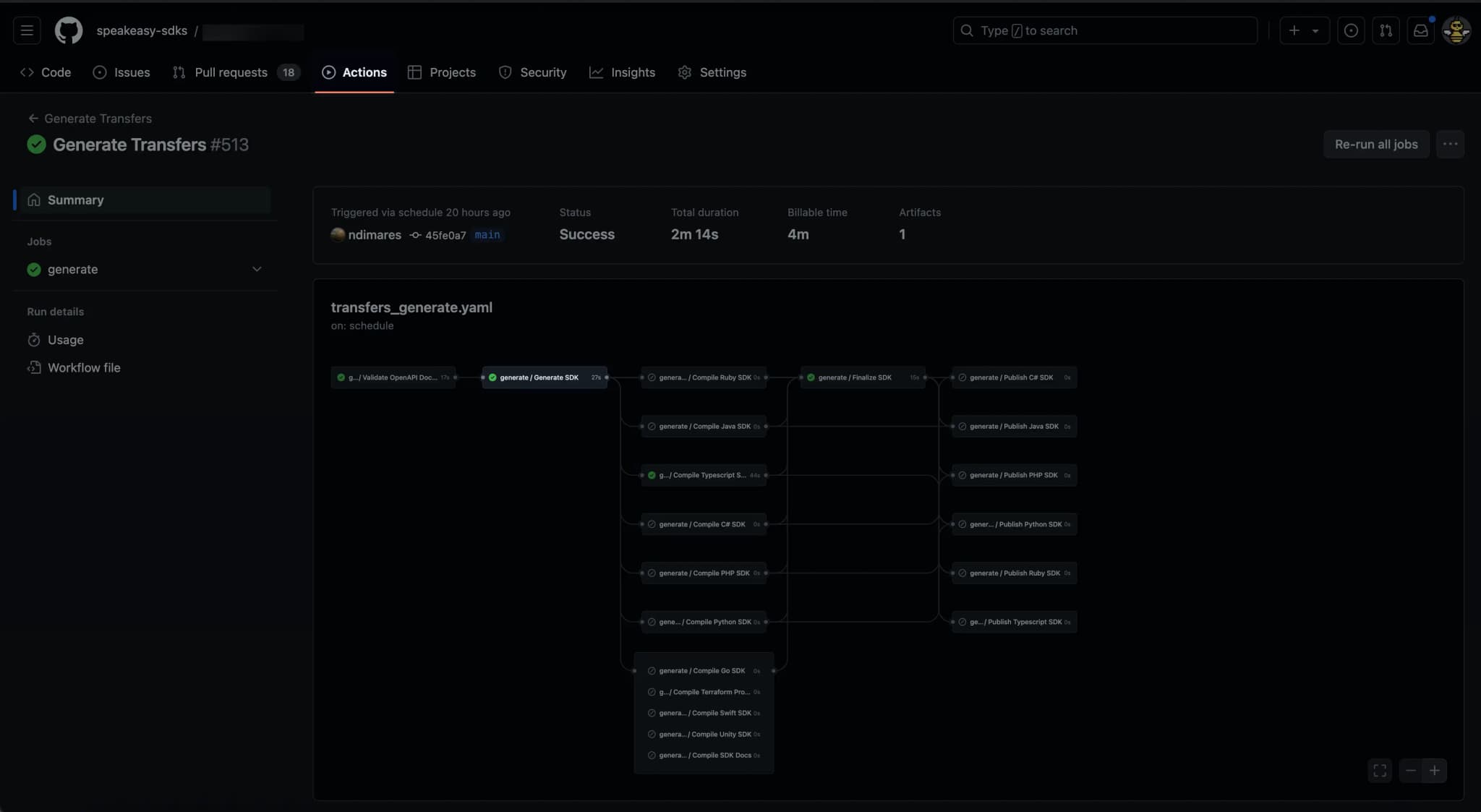 A screenshot of a successful generate flow.