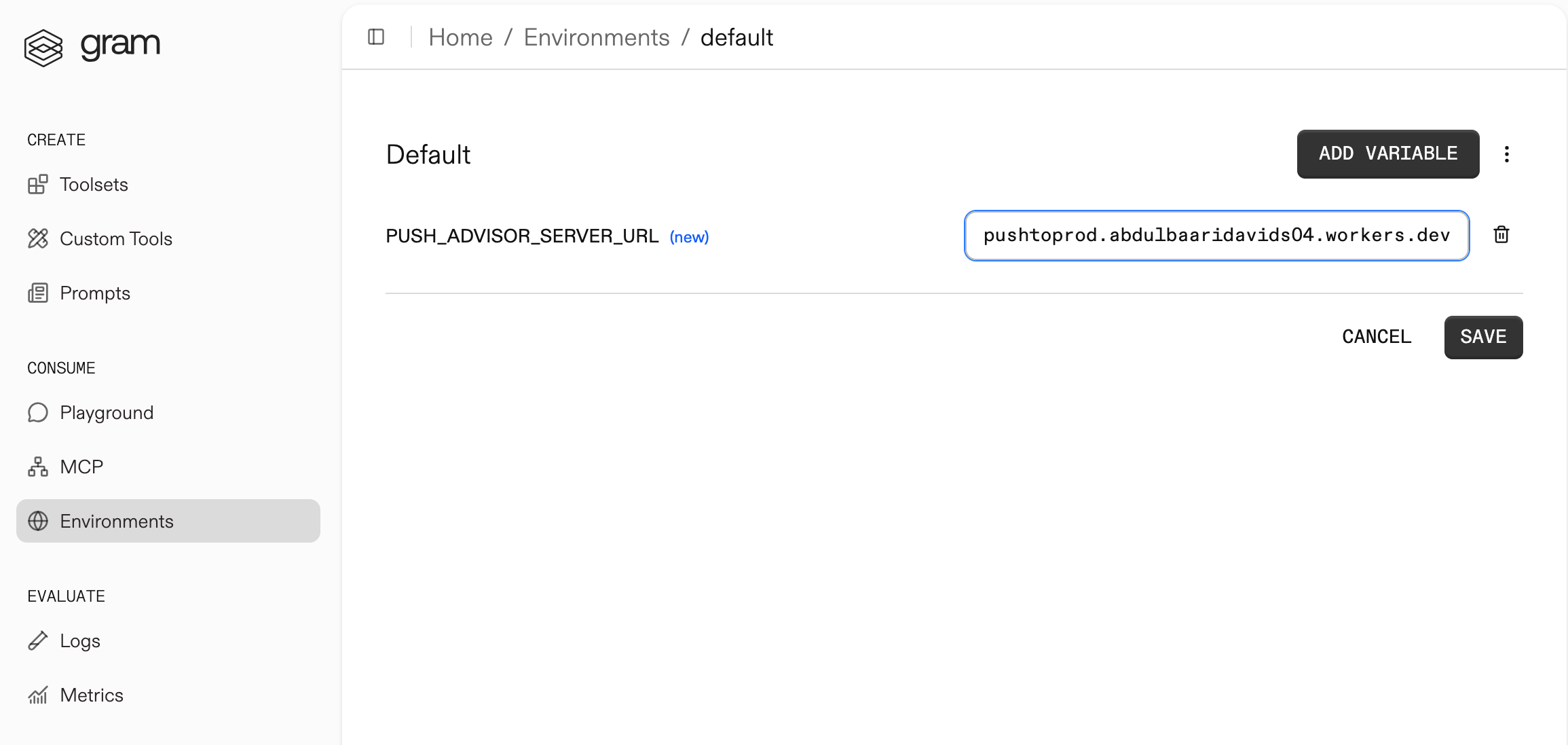 Set server URL