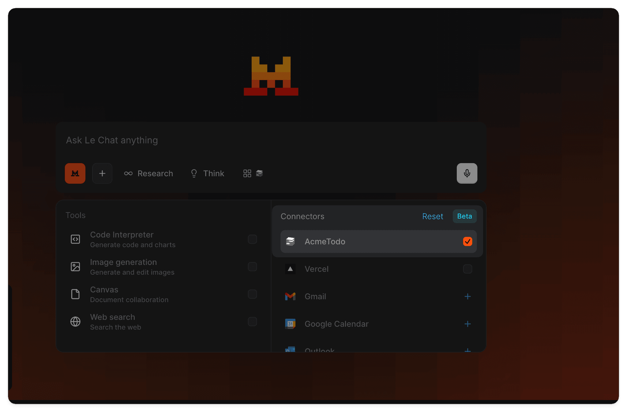 Screenshot showing the Mistral connector installed