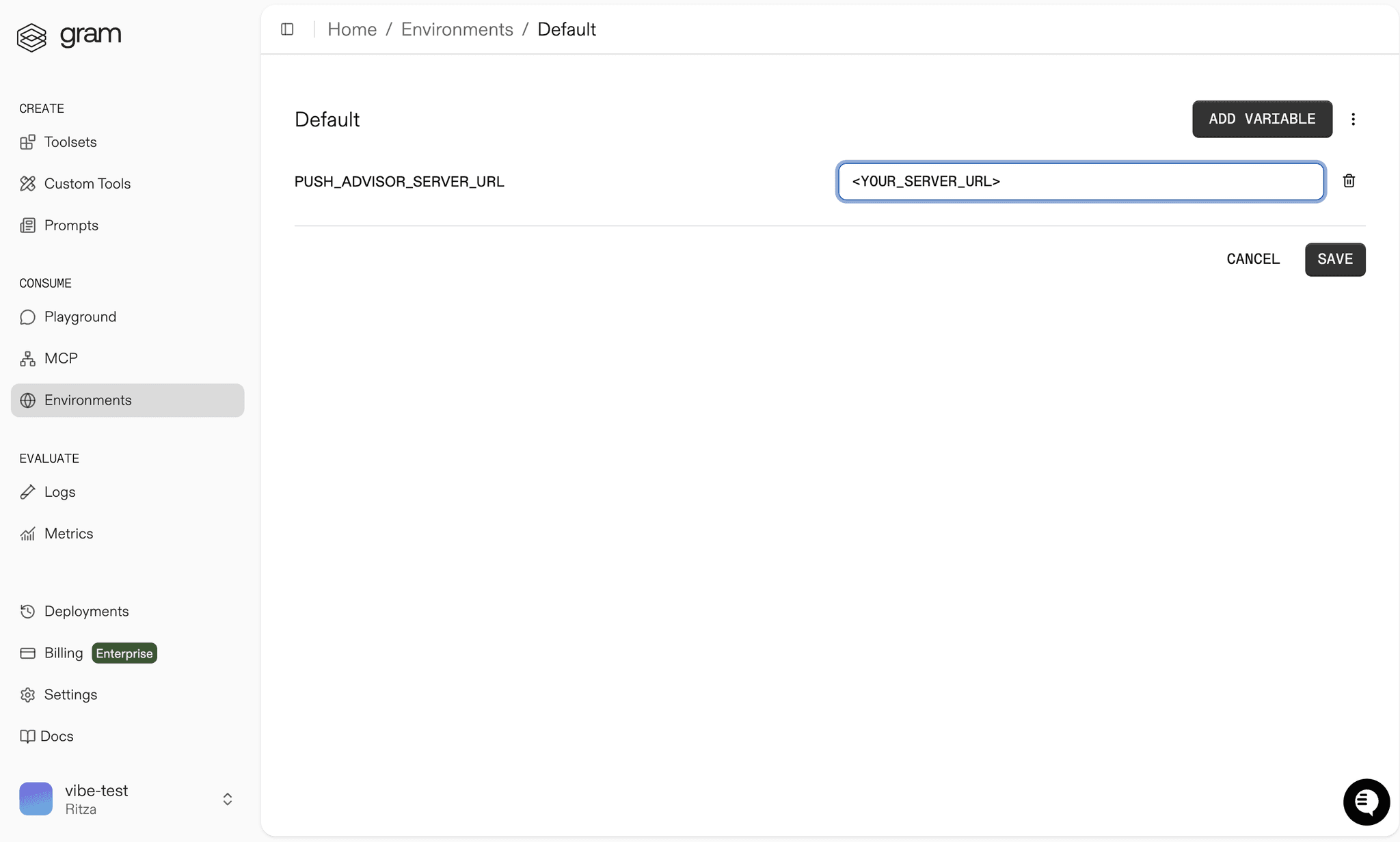 Set server URL