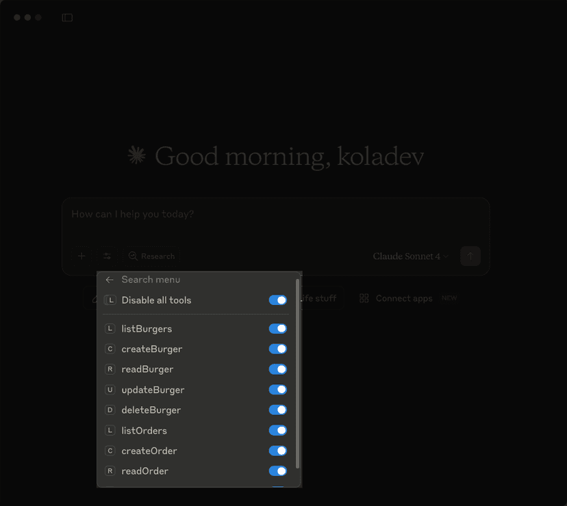 Listing the tools