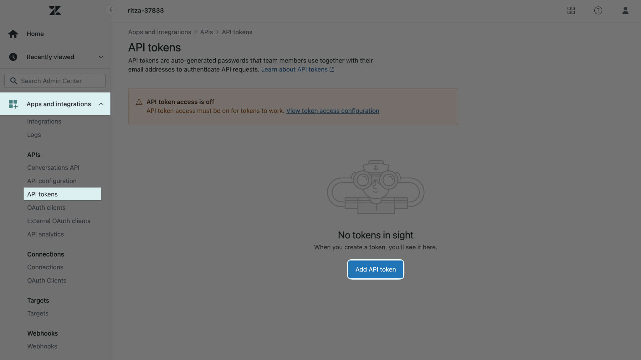 Click on Add API token