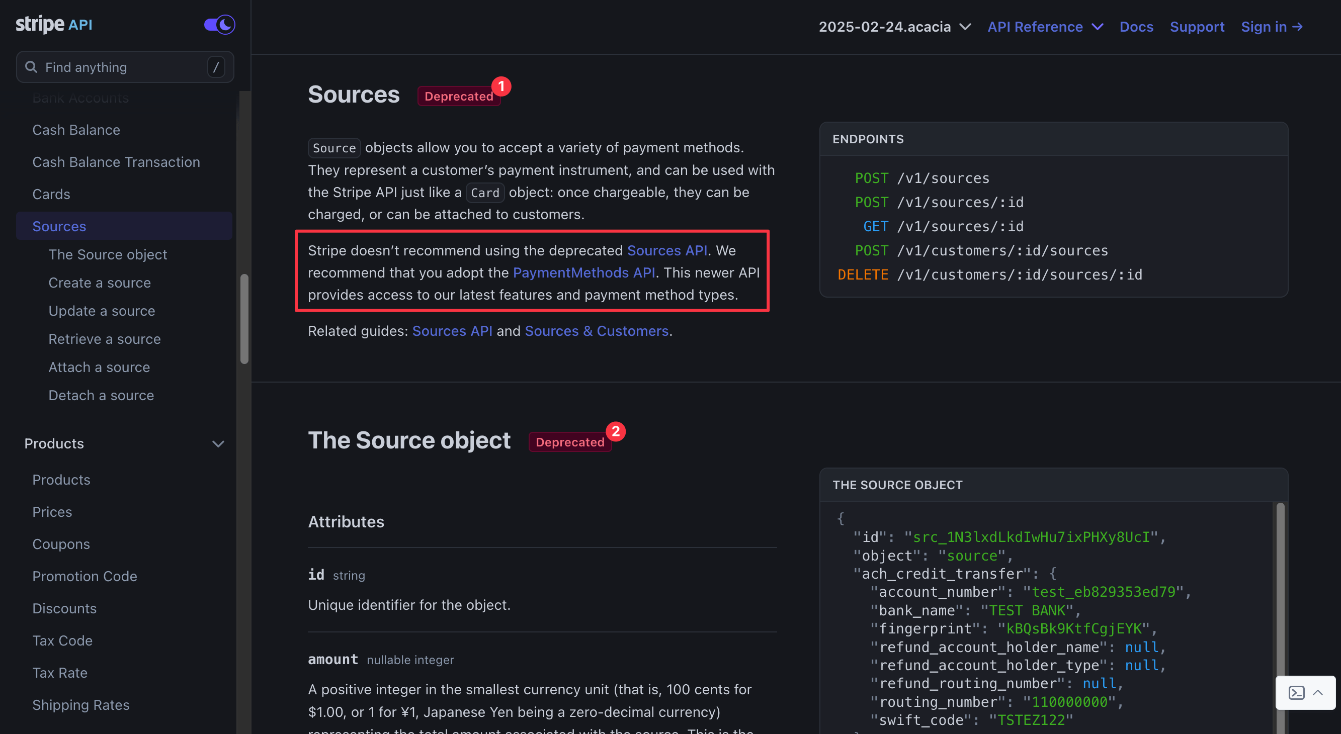 Stripe Deprecated Example