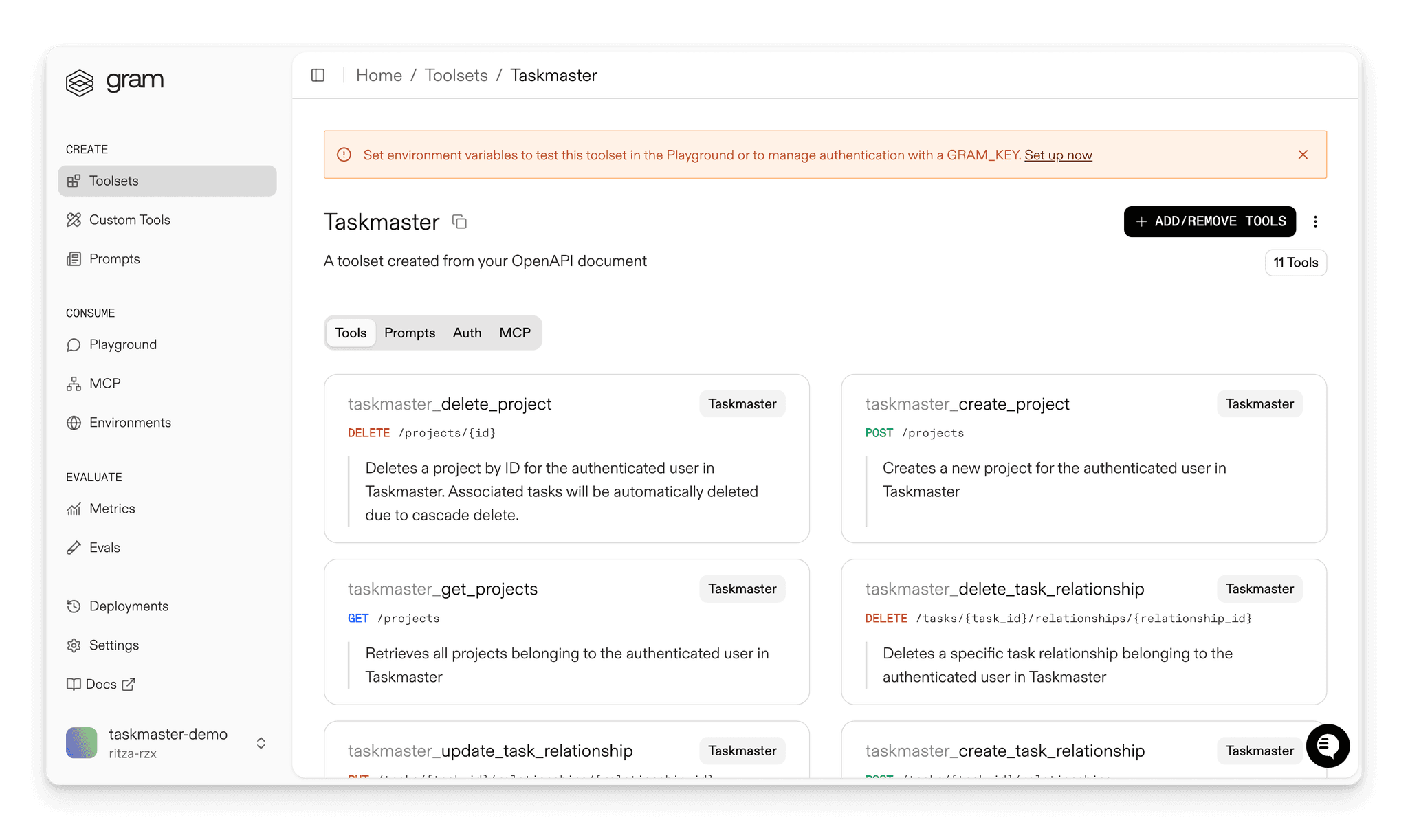 Gram tools curate