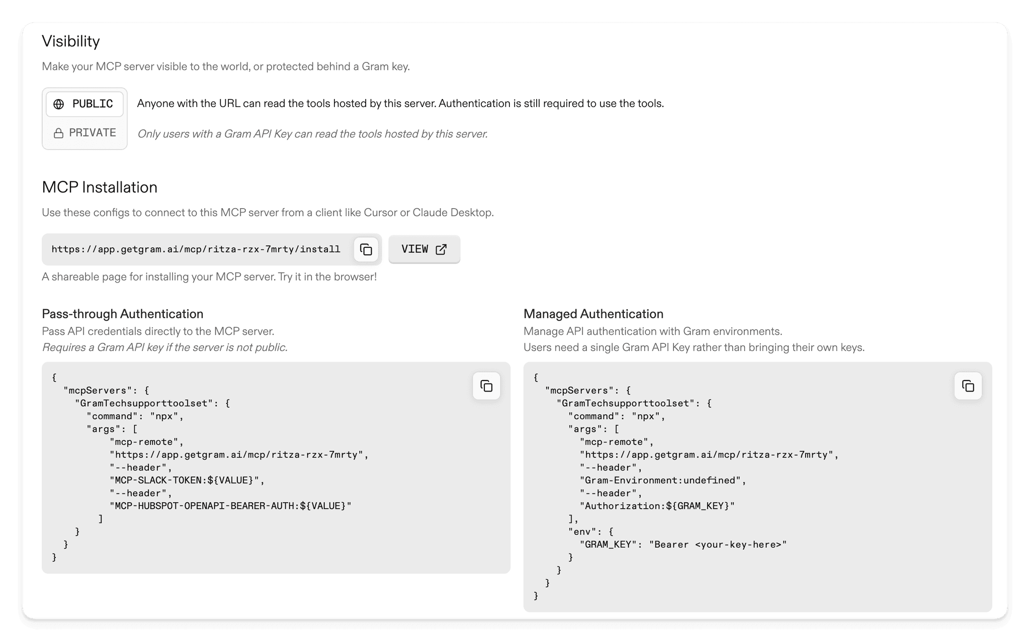 Gram passthrough authentication