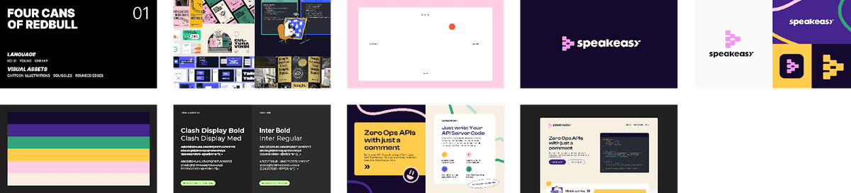 First variations of different web pages with different colors and designs for Speakeasy.