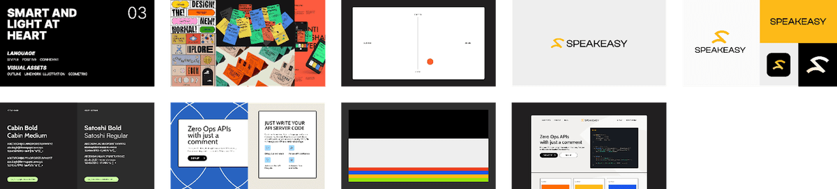 Seventh variations of different web pages with different colors and designs for Speakeasy.
