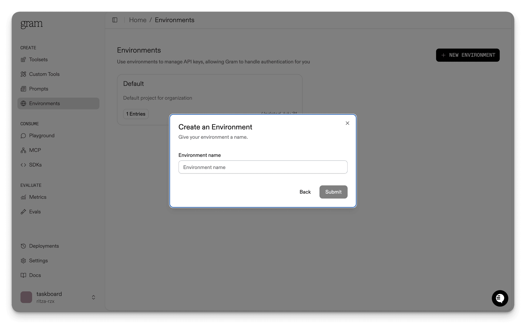 Creating an environment