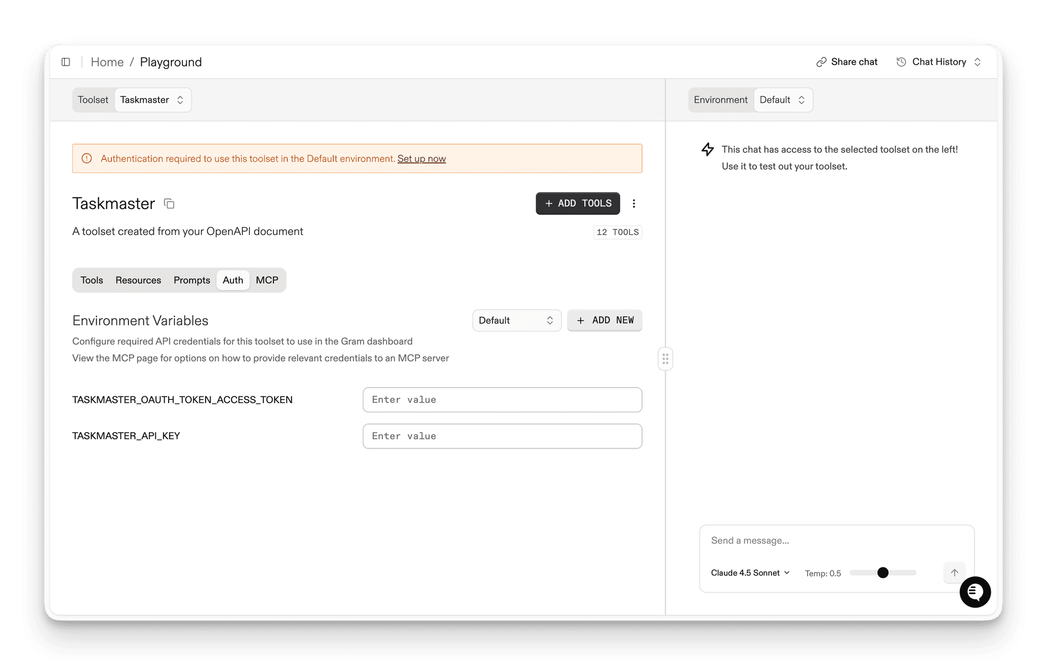 Gram warnings about missing environment variables