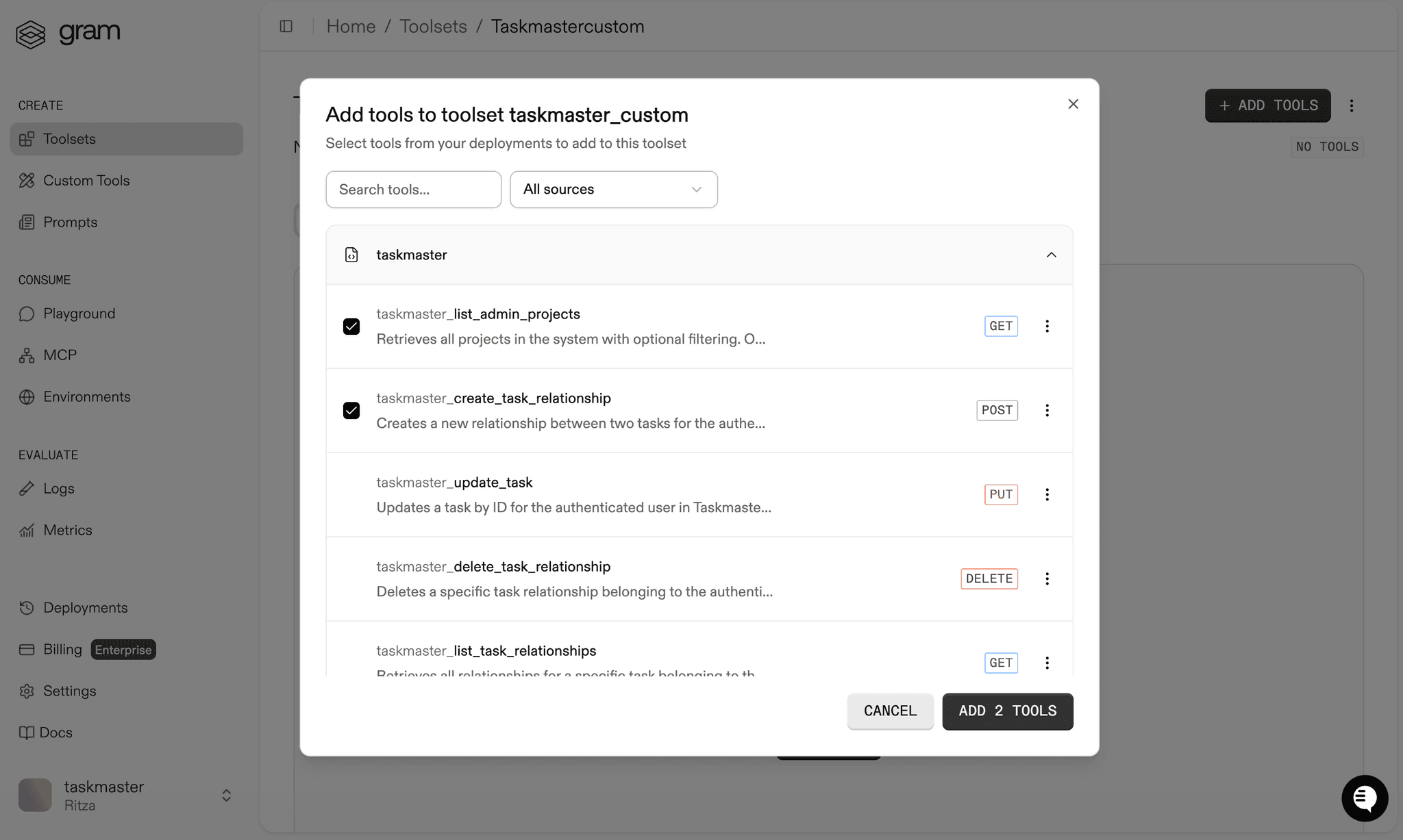 Selecting tools