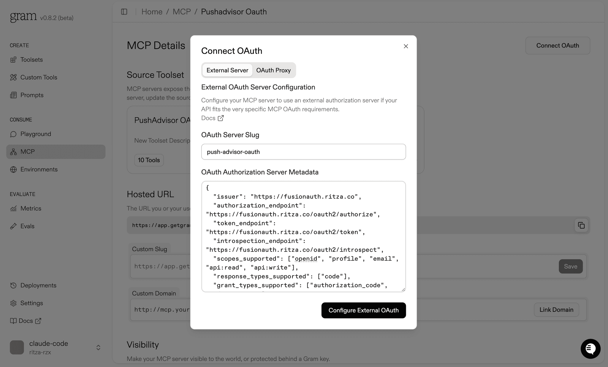Gram OAuth Server Configuration