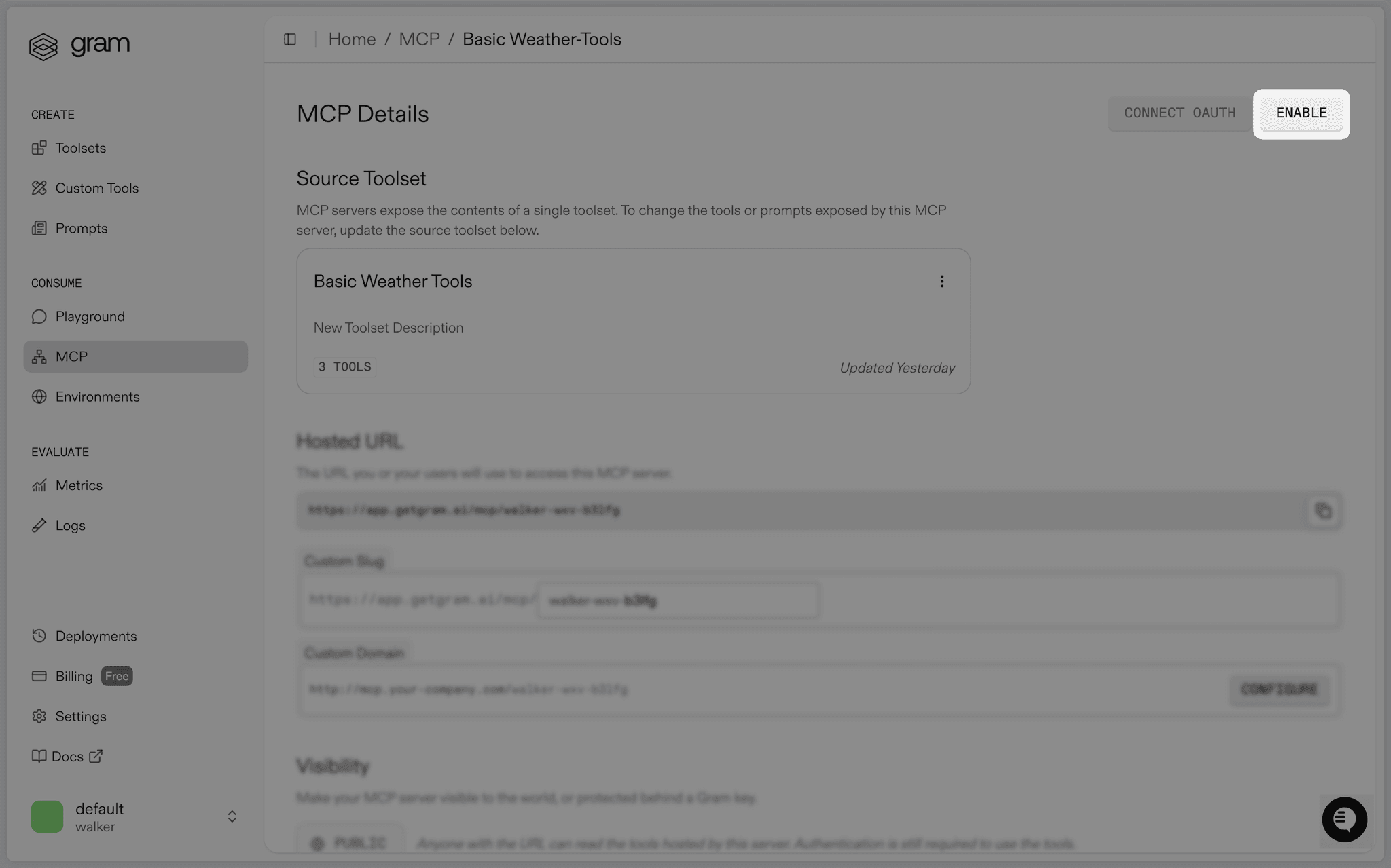 Open the MCP Server's Page