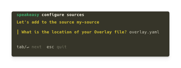 Screenshot of the terminal prompting user for the overlay location