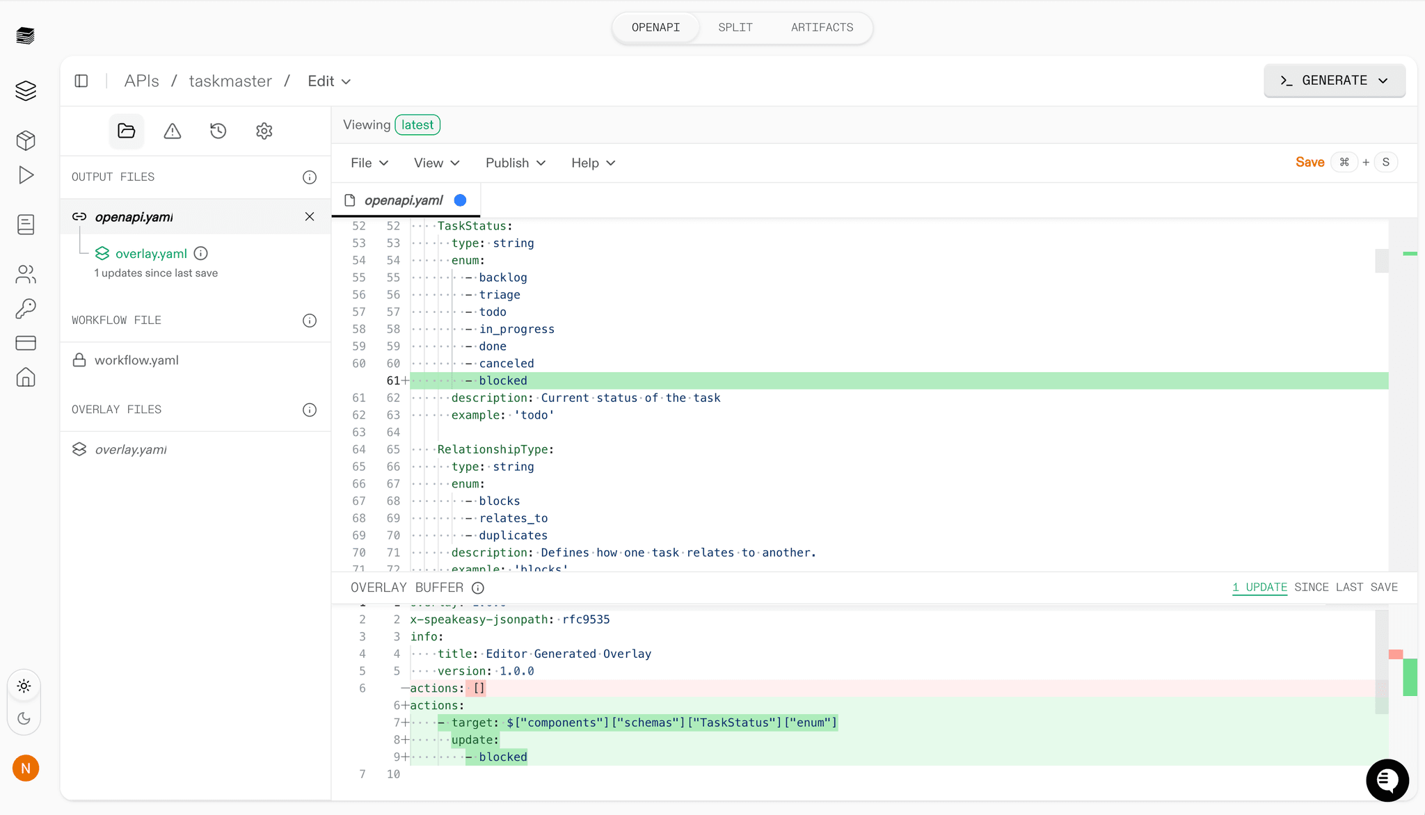 Screenshot of editor interface showing overlay indicator on modified fields
