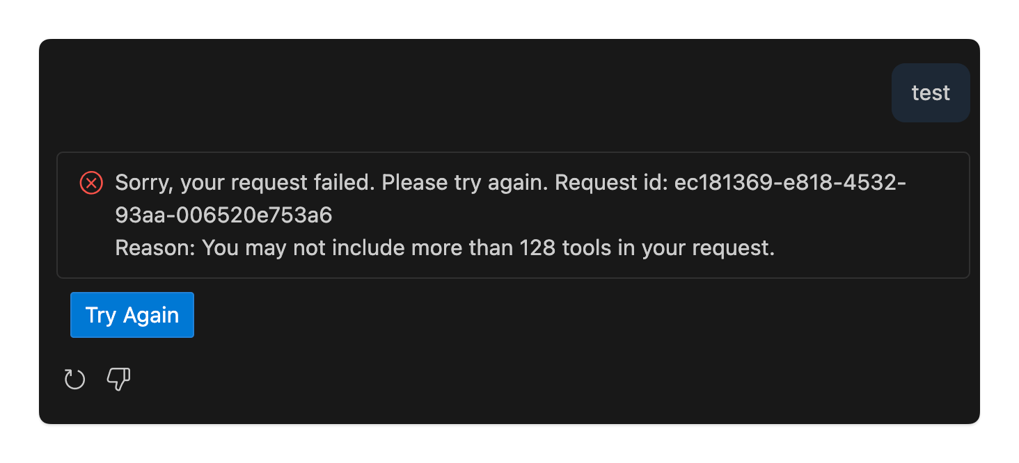 VS Code tool limit