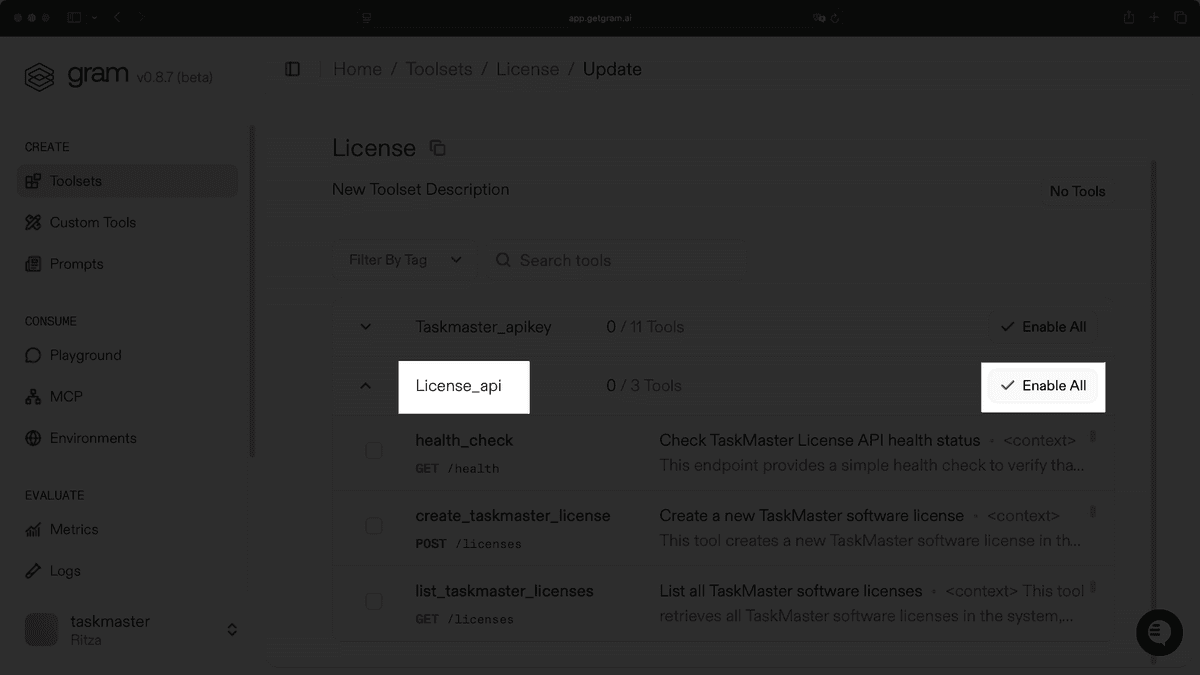 Enable all tools
