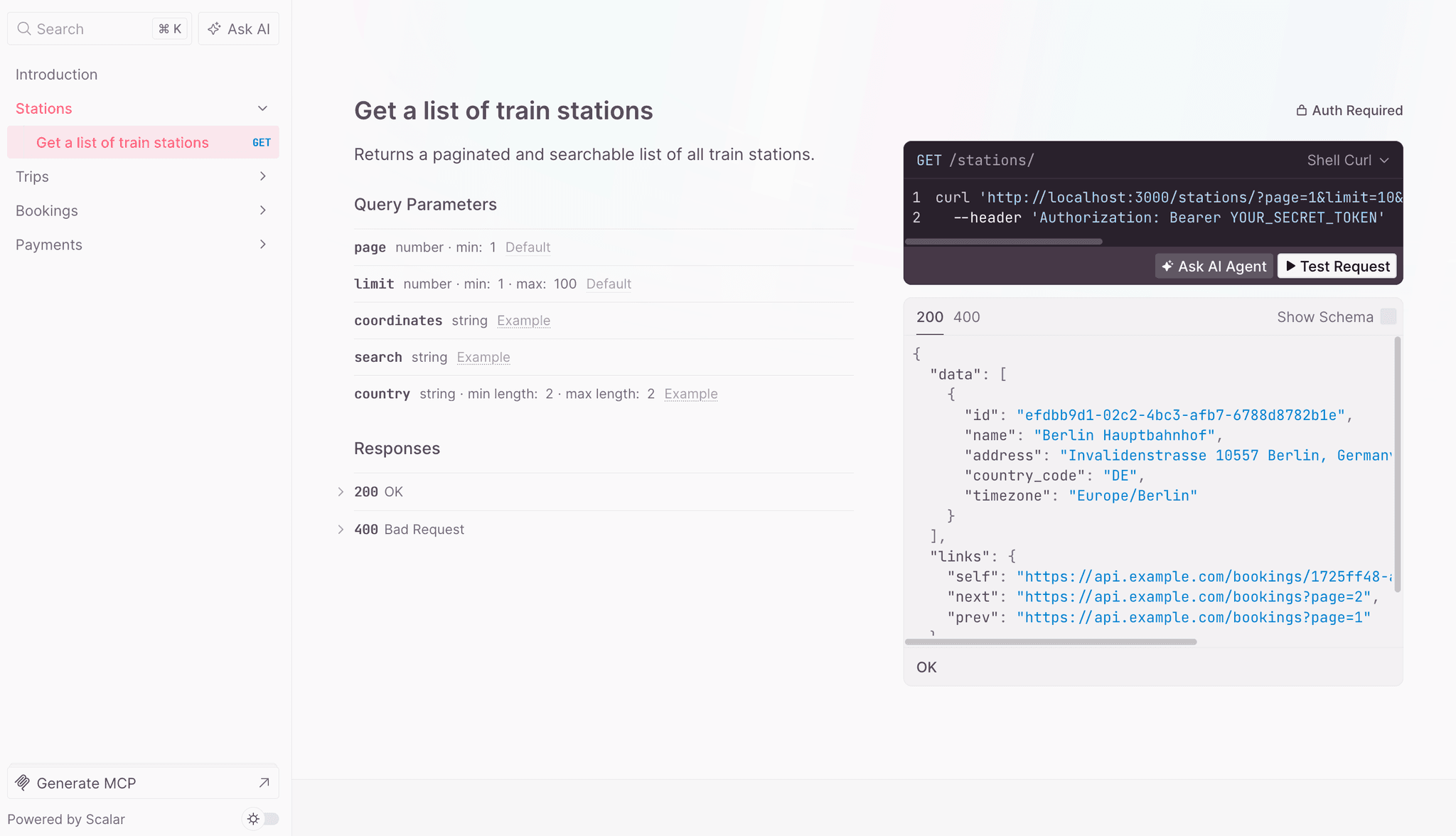 GET request API endpoint
