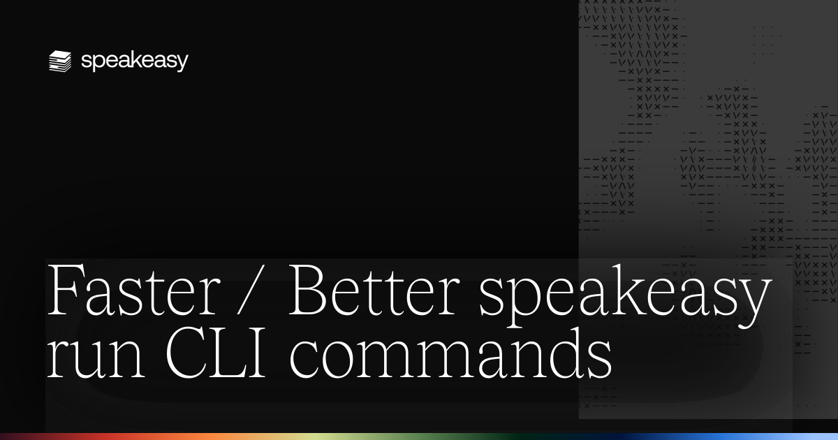 Faster / Better speakeasy run CLI commands