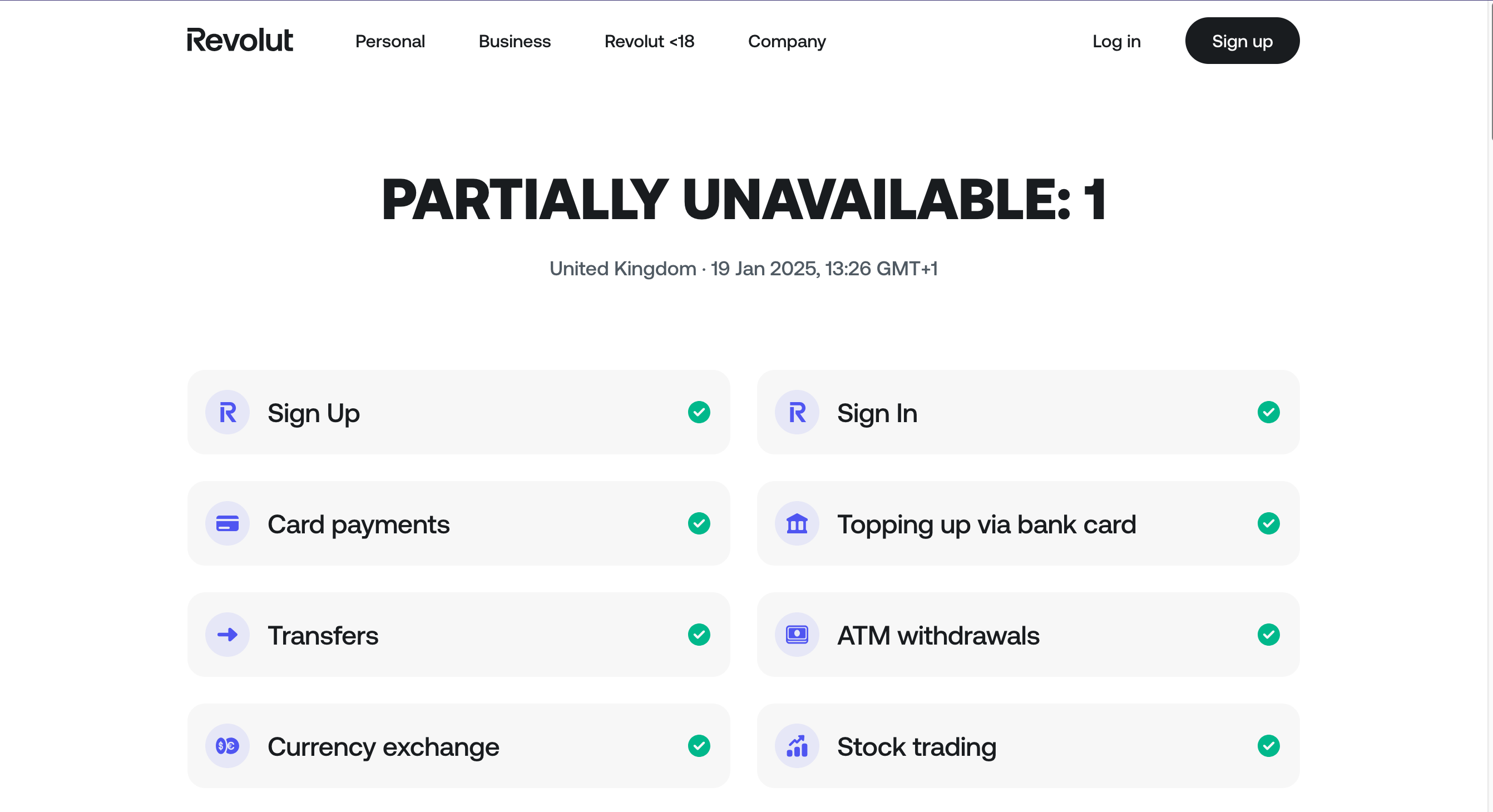 Revolut Status Page