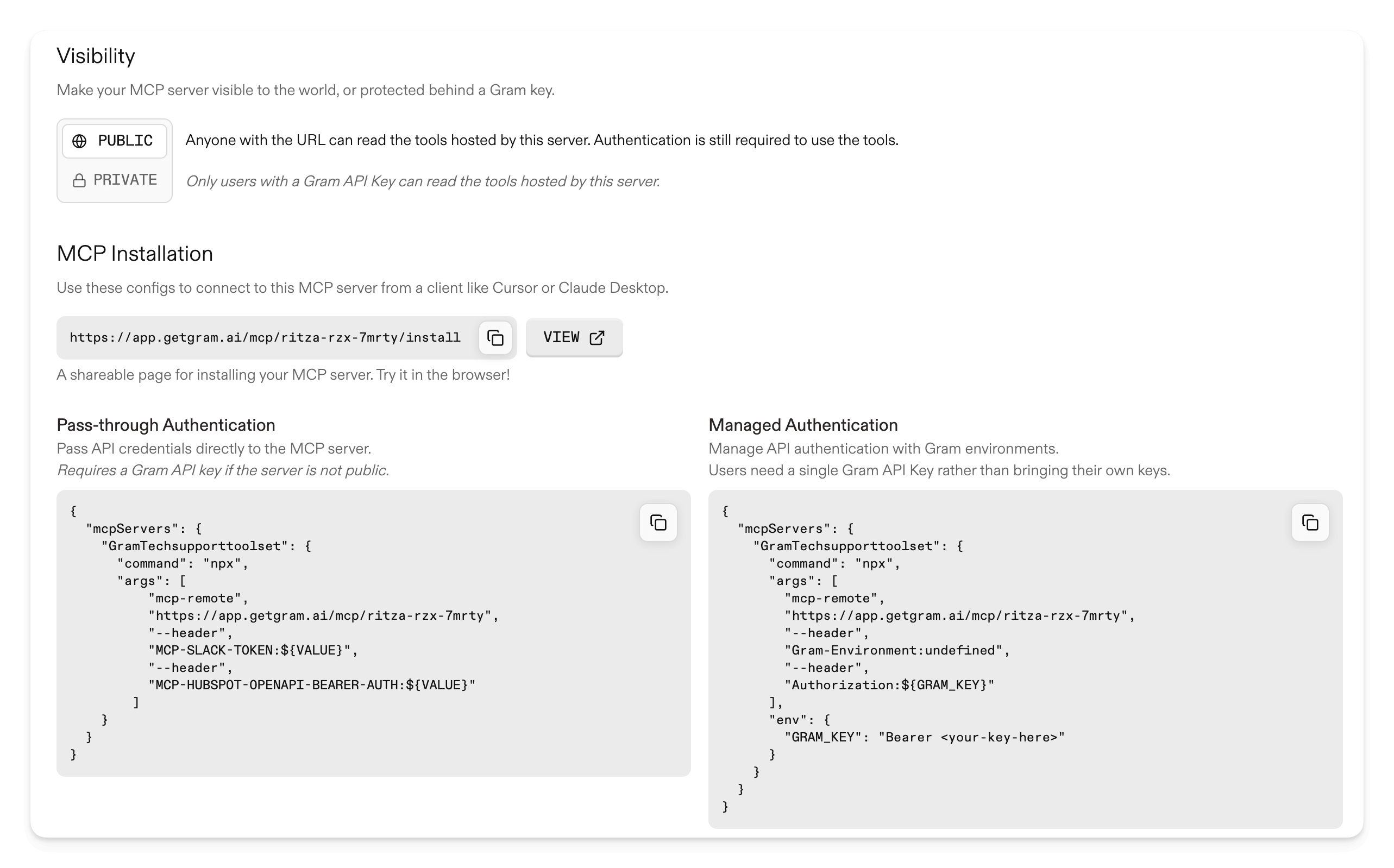 Gram passthrough authentication