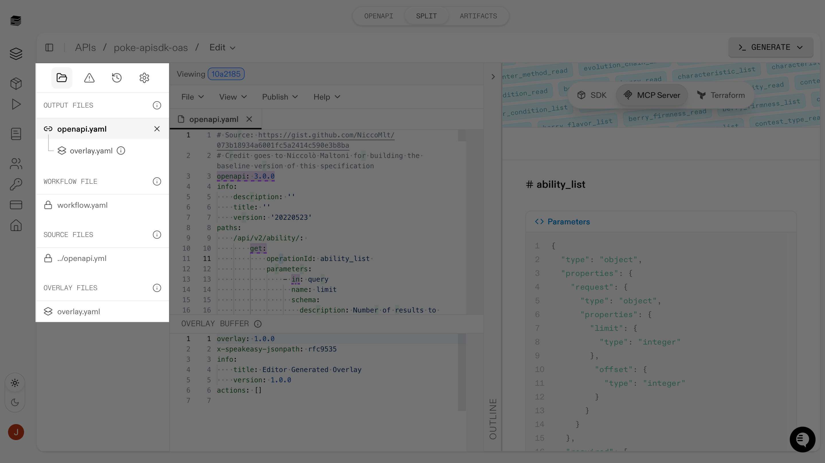 Showing output files