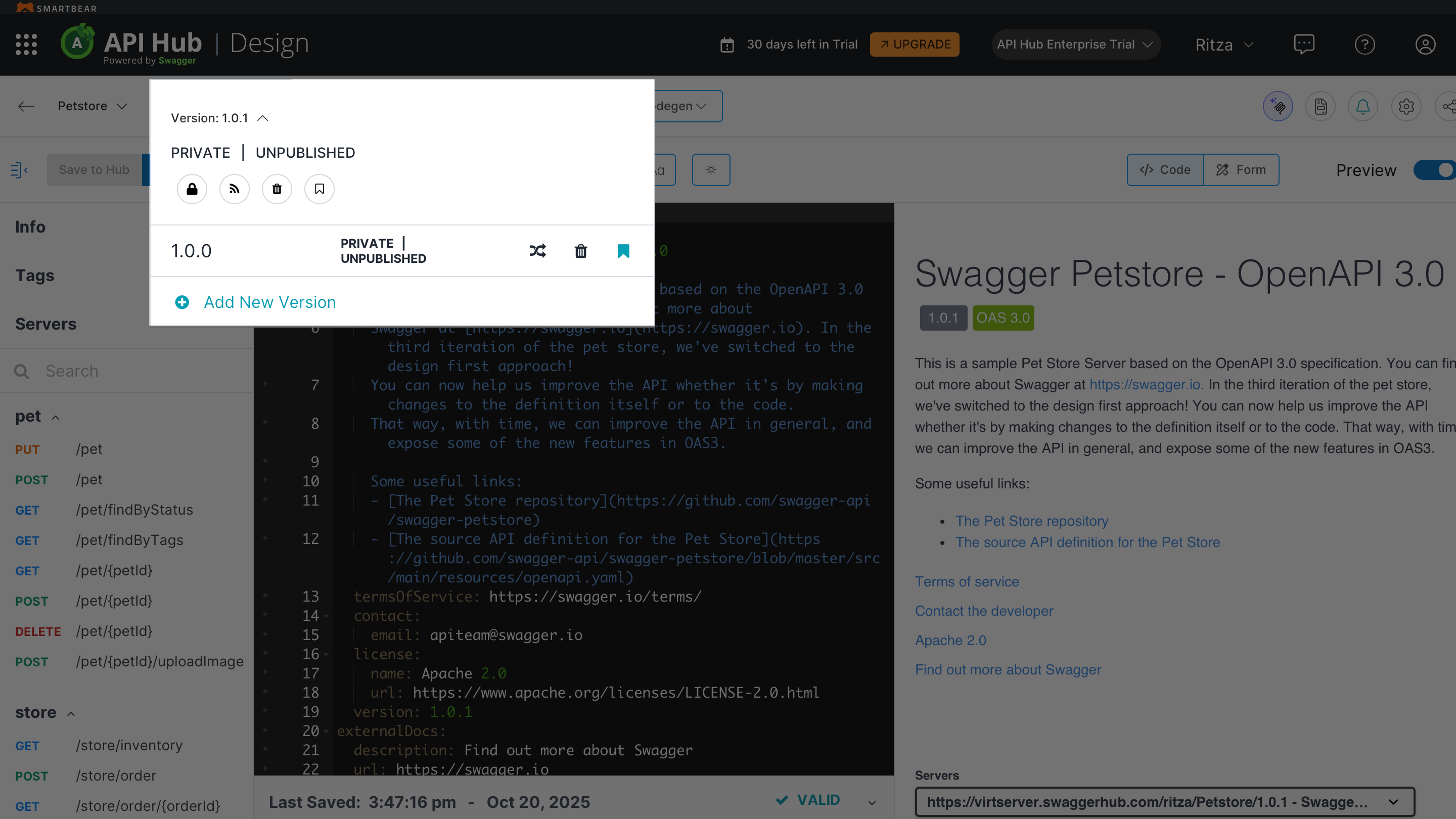 SwaggerHub versioning