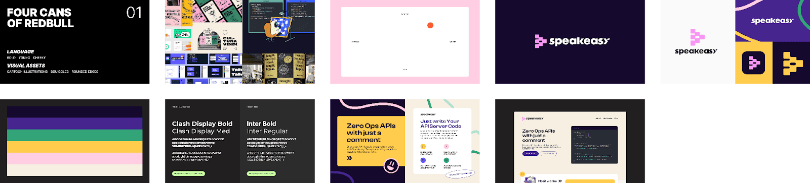 First variations of different web pages with different colors and designs for Speakeasy.