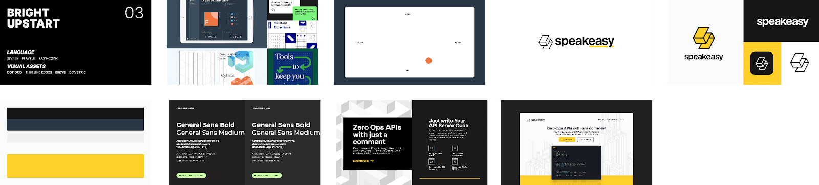 Third variations of different web pages with different colors and designs for Speakeasy.
