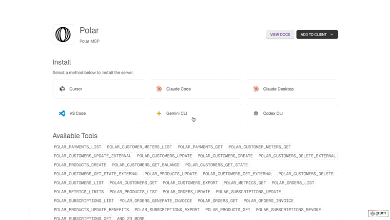 MCP install page updates