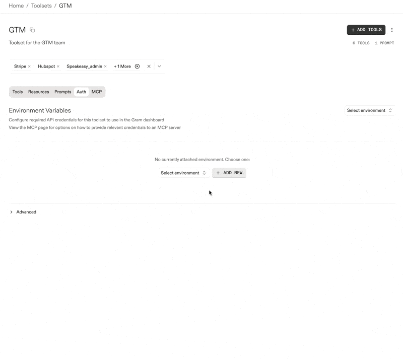 Allow attaching environments to toolsets