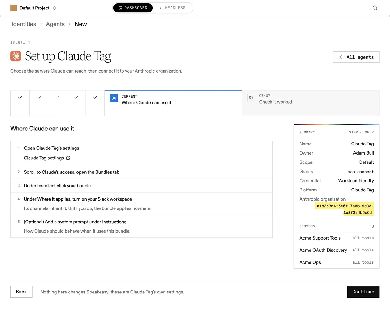 The Where Claude can use it step, listing the bundle settings to turn on