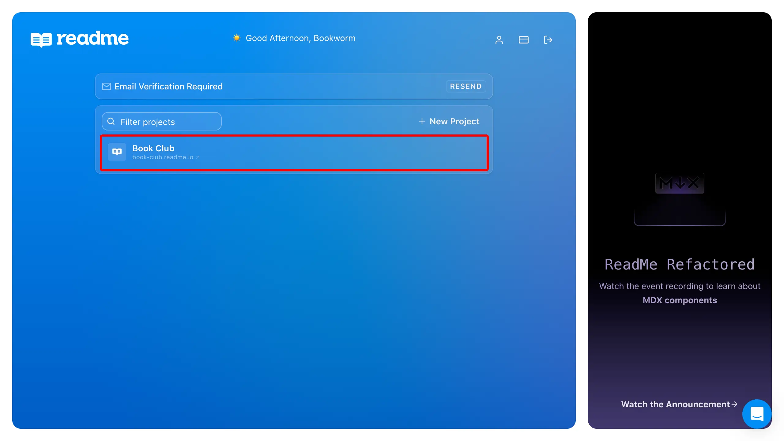 ReadMe dashboard